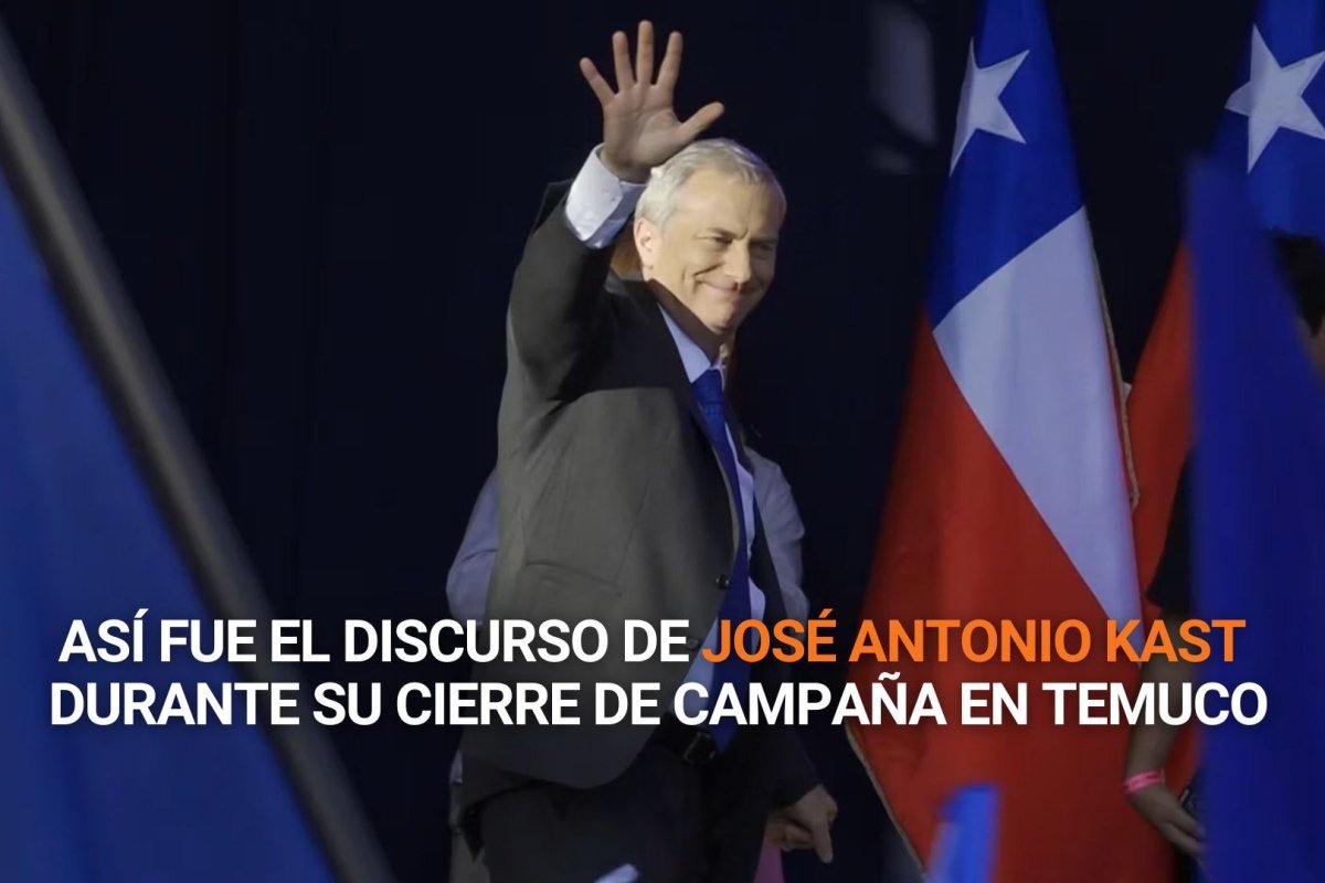 <p>Elecciones 2025 | Así fue el discurso de José Antonio Kast durante su cierre de campaña en Temuco</p>