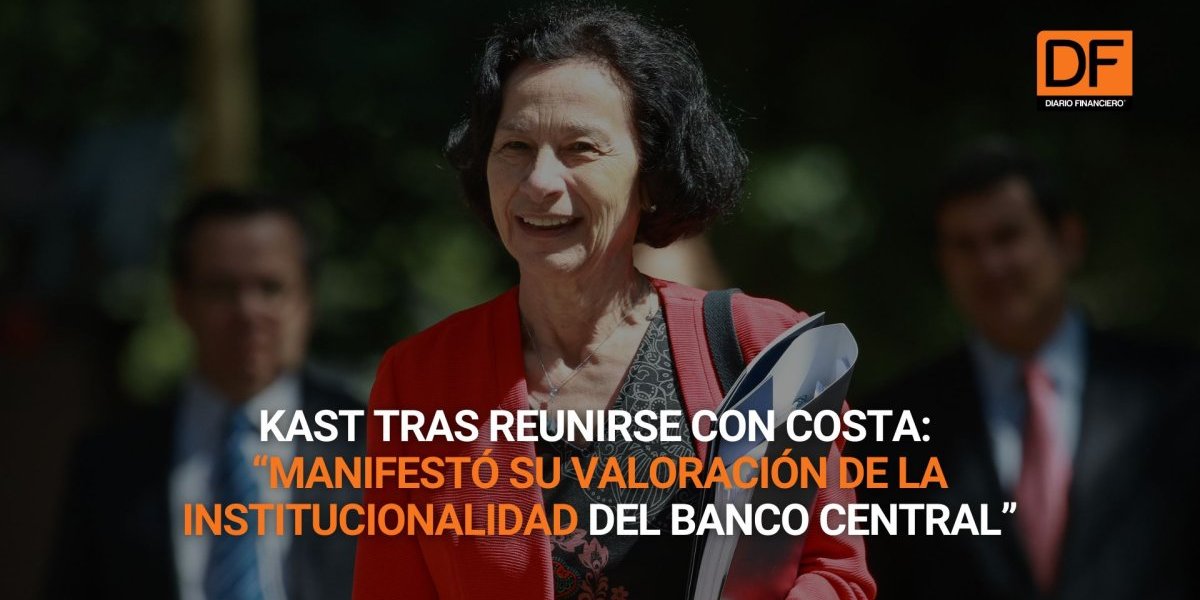 <p>Ahora en DF | Kast tras reunirse con Rosanna Costa: “El Presidente electo manifestó su valoración de la institucionalidad del Banco Central”</p>