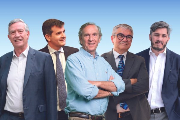 <p>Luis Enrique Yarur, Alejandro Bezanilla, Fernando de Peña, Mario Marcel y Roberto Muñoz. Fotos: Julio Castro y Archivo</p>