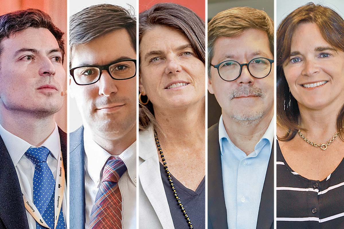 <p>Tomás Bunster, asociado de Quiroz $ Asociados. José Pablo Gómez, gerente de administración y finanzas de ENAP. José Ignacio llodrá, asociado en Cornerstone Research. Bettina Horst, directora ejecutiva de Lyd. Cecilia Cifuentes, directora del CEF de la U. de Los Andes. Fotos: Verónica Ortíz, Julio Castro y Archivo</p>