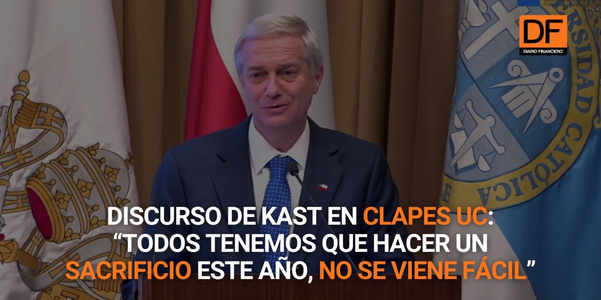 <p>Ahora en DF | Discurso de Kast en Clapes UC: “Todos tenemos que hacer un sacrificio este año, no se viene fácil”</p>