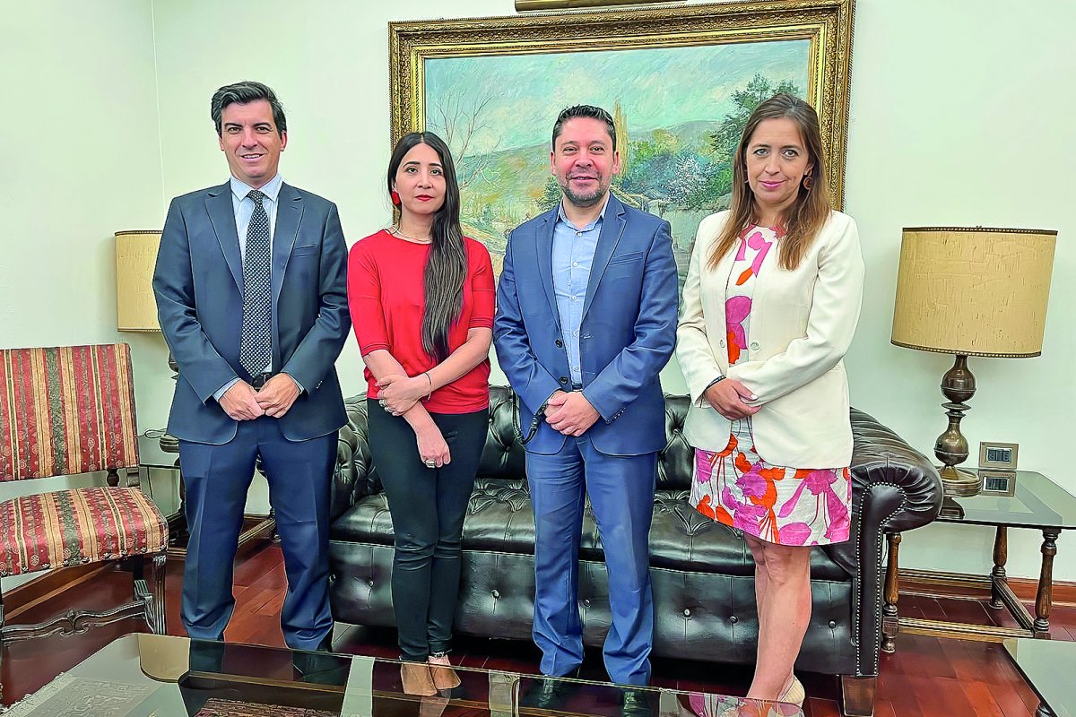 <p>Sergio Henríquez, director de Grandes Contribuyentes del SII; de Enel, Guisela García López, jefa de Cumplimiento Tributario y Marcos Cruz, gerente del Área Tributaria; junto a la directora (s) del SII, Carolina Saravia.</p>