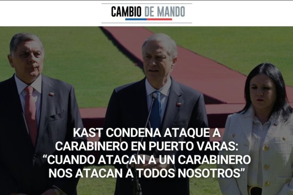 <p>Cambio de mando | Kast condena ataque a carabinero en Puerto Varas: “Cuando atacan a un carabinero nos atacan a todos nosotros”</p>