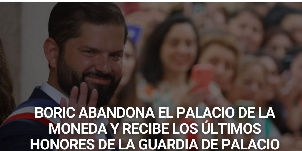 <p>Cambio de mando | Presidente Boric abandona el Palacio de La Moneda y recibe los últimos honores de la Guardia de Palacio</p>