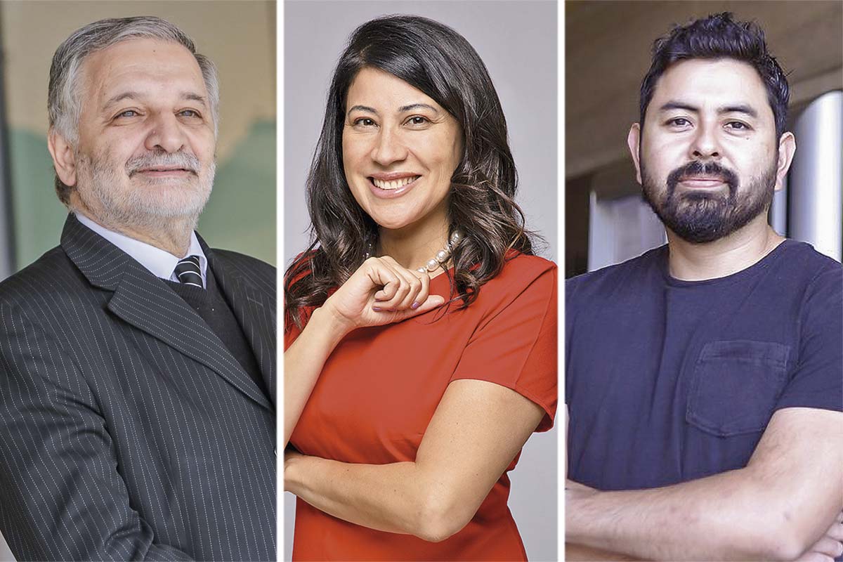 <p>Eduardo Bitran, académico UAI y exvicepresidente ejecutivo de Corfo. Varinka Farren, directora ejecutiva de Hub Apta. Tadashi Takaoka, consultor de innovación y director de empresas.</p>