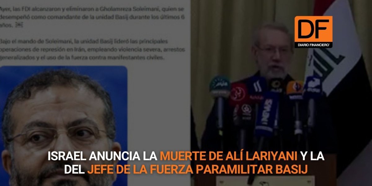 <p>Ahora en DF | Israel anuncia la muerte de Alí Lariyani y la del jefe de la fuerza paramilitar Basij</p>
