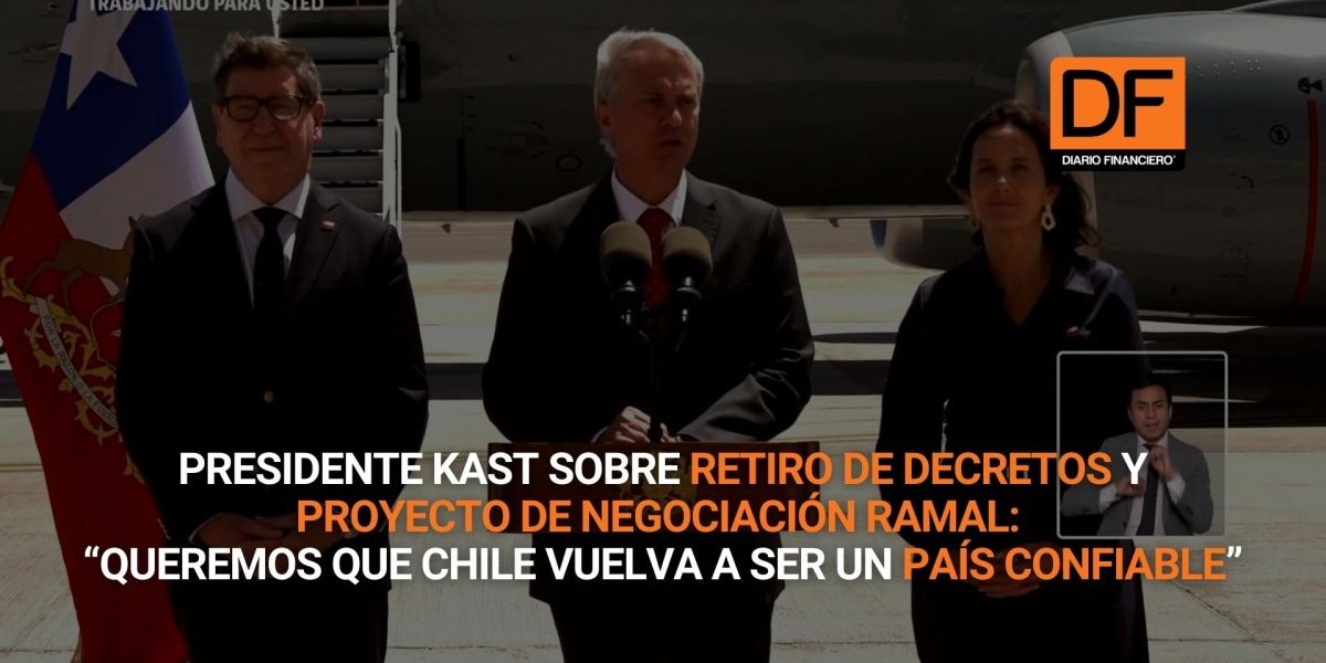 <p>Ahora en DF | Presidente Kast sobre retiro de proyecto de negociación ramal: “Queremos que Chile vuelva a ser un país confiable”</p>
