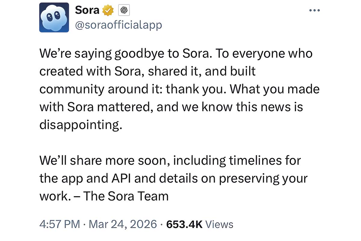 <p>OpenAI se despidió de Sora, su modelo de video generativo</p>