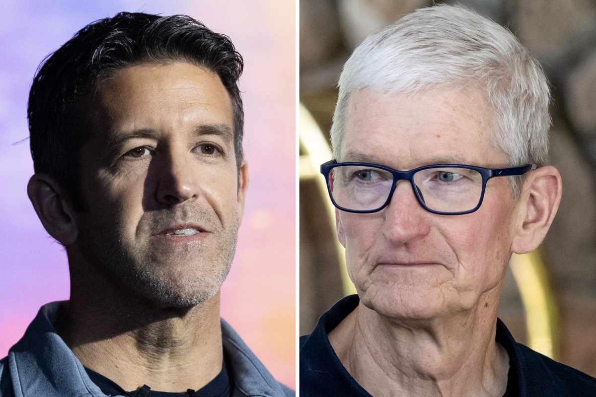<p>El cambio de roles de John Ternus (izq.) y Tim Cook (der.) dentro de Apple se hará efectivo el 1 de septiembre.</p>