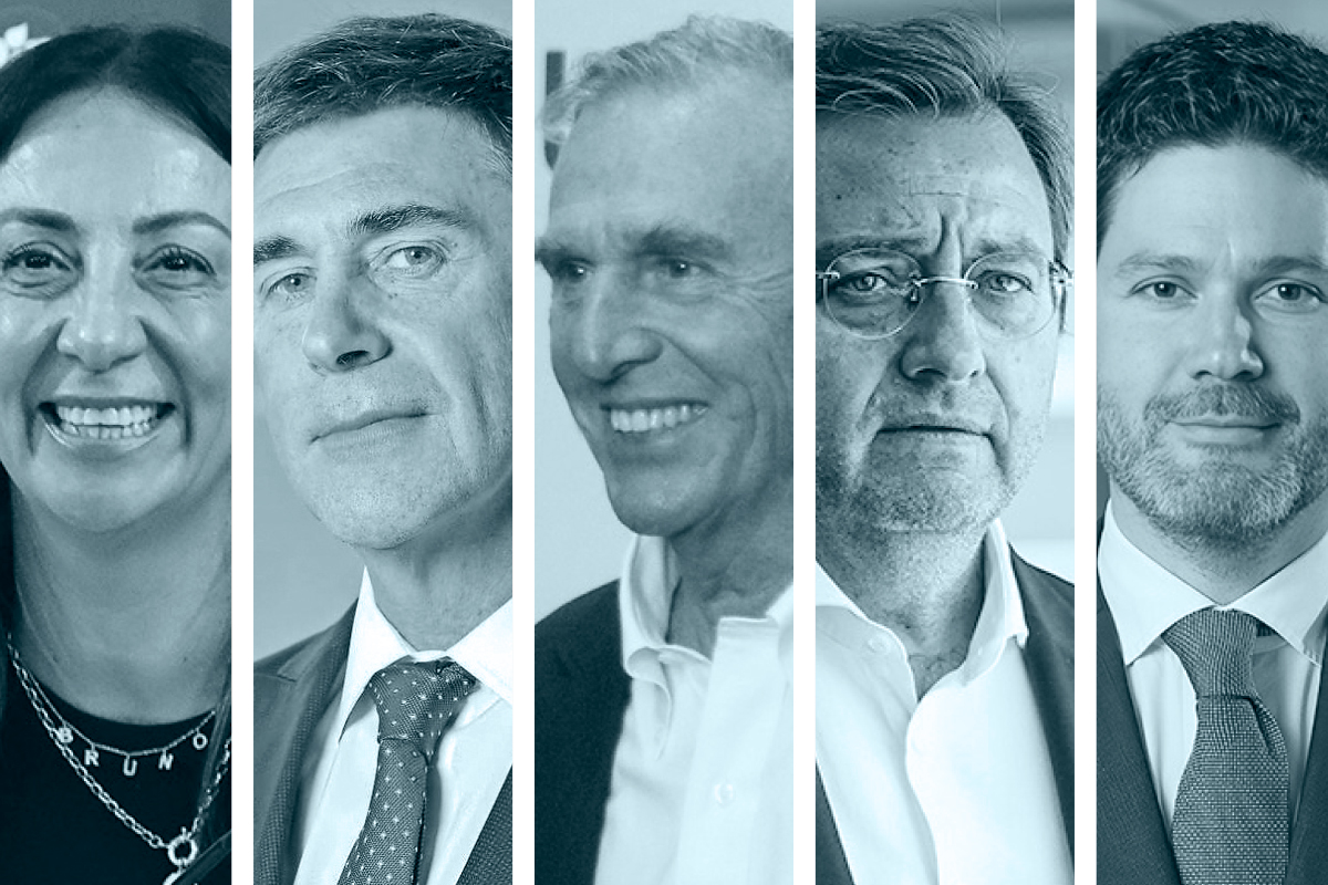 <p>Cecilia Pérez, presidenta Azul Azul. Manfred Paulmann, presidente Cencosud, Fernando de Peña, presidente Falabella, Óscar Hasbún, presidente Sud Americana de Vapores, Cristián Muga, presidente Enap.</p>