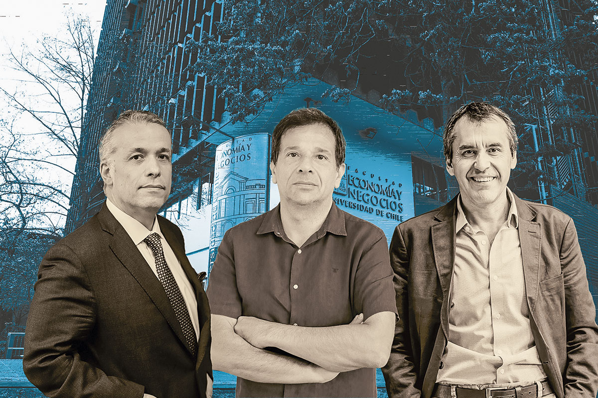 <p>Óscar Landerretche, Alejandro Micco y Dante Contreras. Fotos: Julio Castro y Archivo </p>