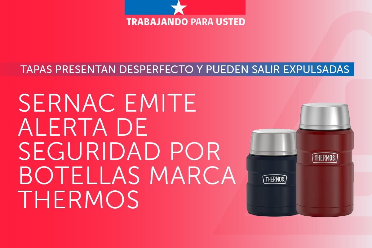 <p>El Sernac emite alerta de seguridad por problemas con tapas de botellas de dos modelos marca Thermos</p>