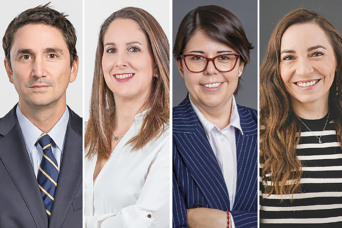 <p>Andrés Rodríguez, socio Barros & Errázuriz abogados; Carolina Flisfisch, socia del área de Tecnología de Cariola Díez Pérez-Cotapos; Rebeca Zamora, socia de HD Compliance; Paulina Silva, managing partner de Bitlaw.</p>